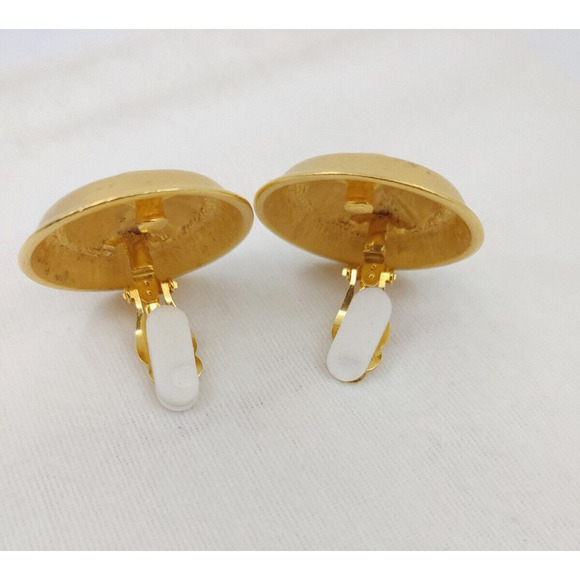 Vintage Ellen Designs Anchor Earrings Canal De Vieux Gold Tone Sailor Chunky - Picture 3 of 13